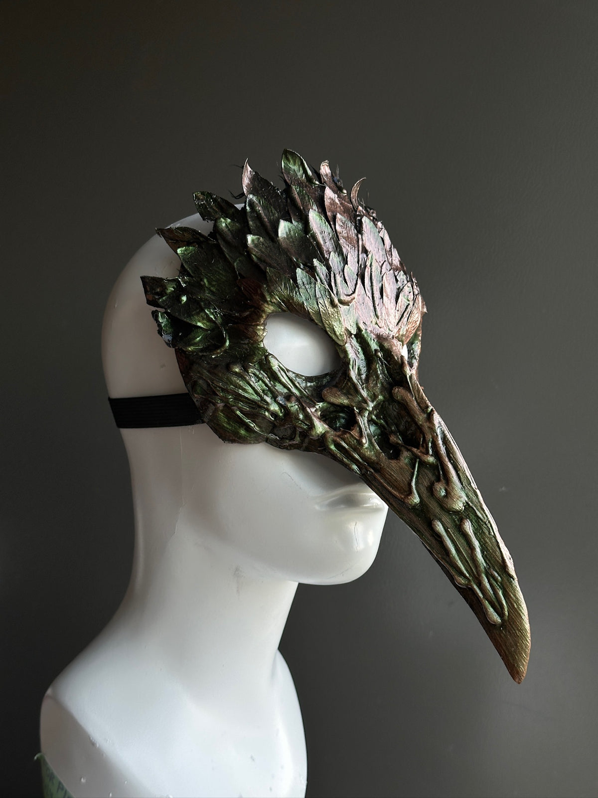 Máscara Calavera de Pájaro Verde y Bronce, foto 5 de 5