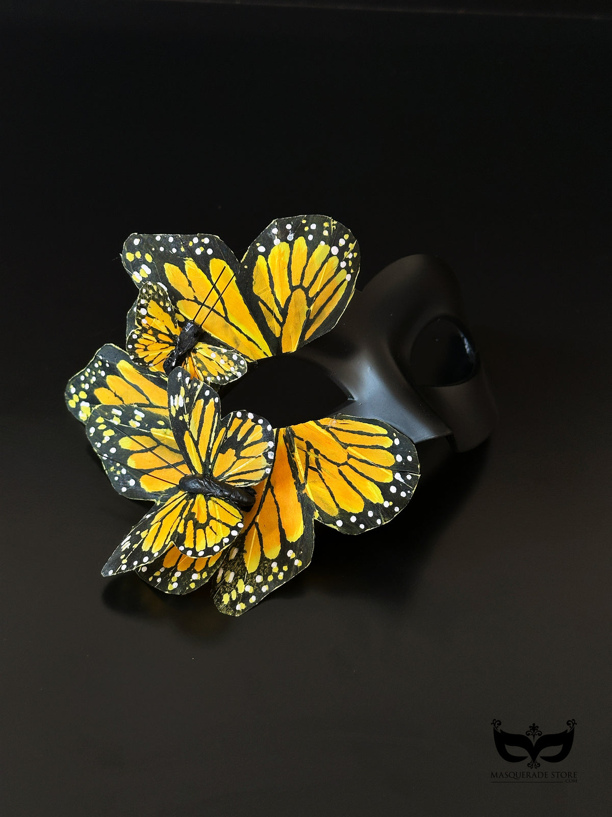 Máscara de Mariposa Monarca Negra y Amarilla, foto 1 de 9
