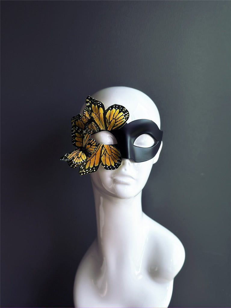 Máscara de Mariposa Monarca Negra y Amarilla, foto 5 de 9