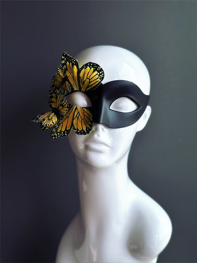 Máscara de Mariposa Monarca Negra y Amarilla, foto 7 de 9