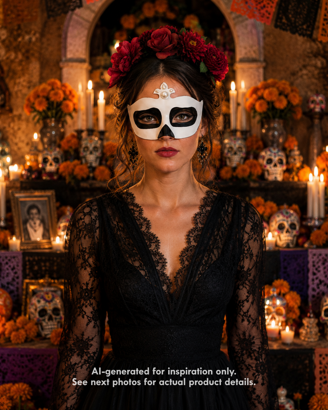 Máscara de Calavera Perla Blanca Noir, foto 1 de 4