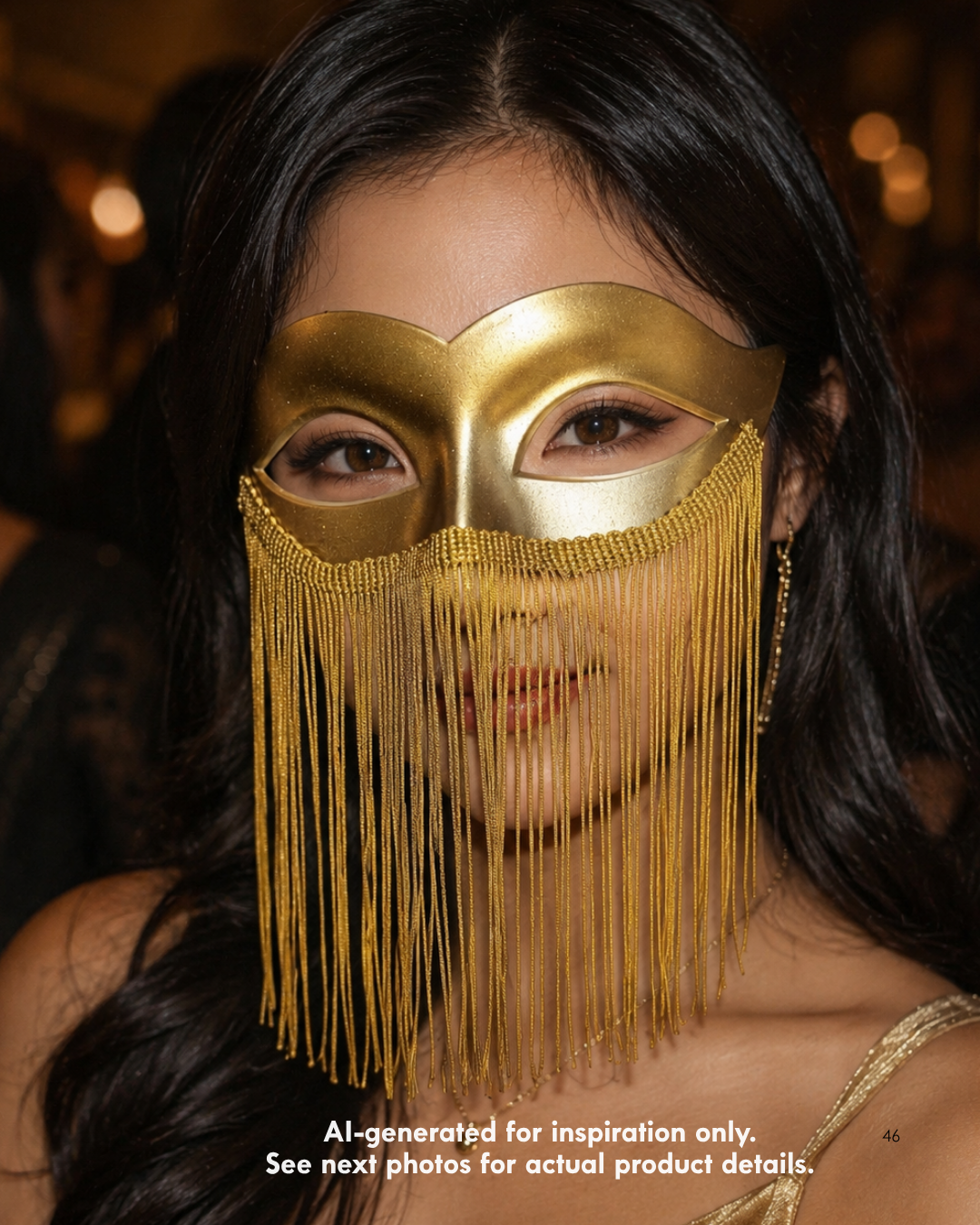 Máscara con Flecos Espejismo Dorado, foto 1 de 4