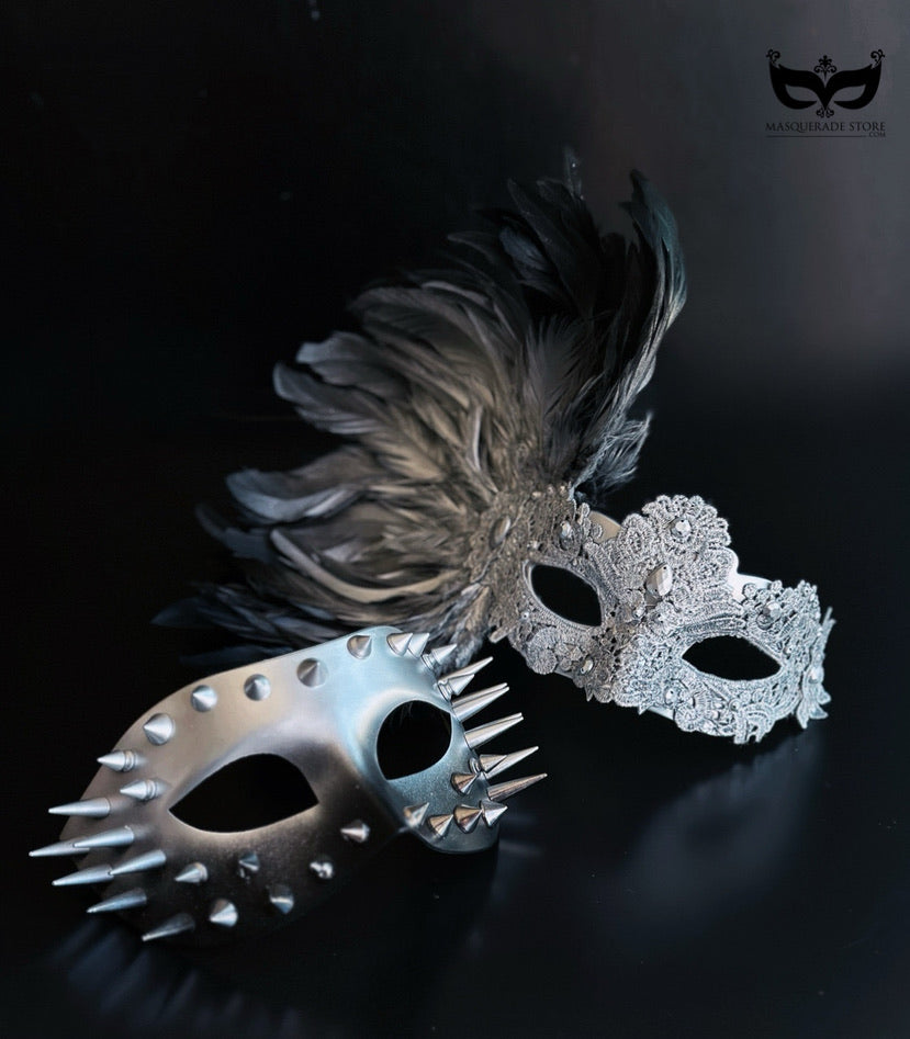 Set de Máscaras Góticas Plateadas para Pareja, foto 1 de 6