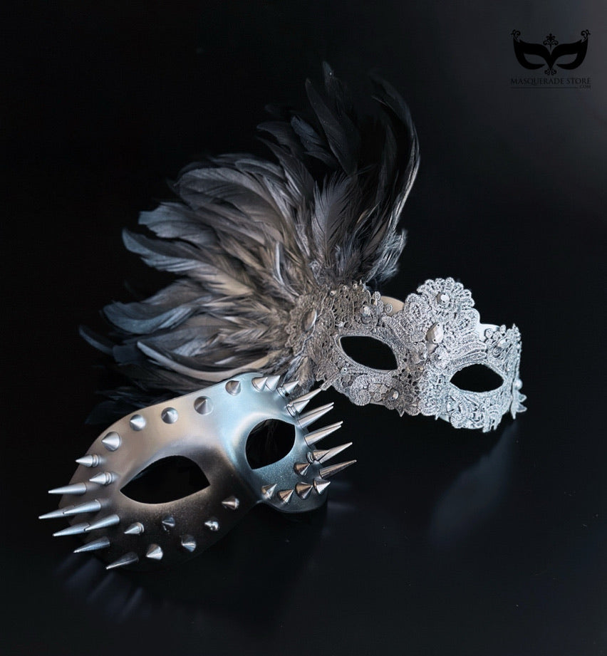 Set de Máscaras Góticas Plateadas para Pareja, foto 4 de 6