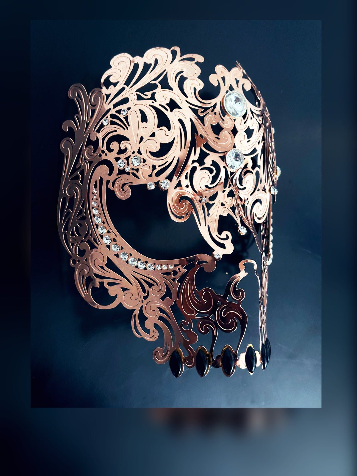 Máscara Metálica de Calavera Oro Rosa, foto 2 de 6
