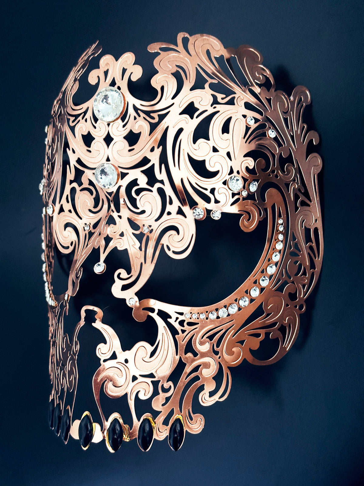 Máscara Metálica de Calavera Oro Rosa, foto 4 de 6