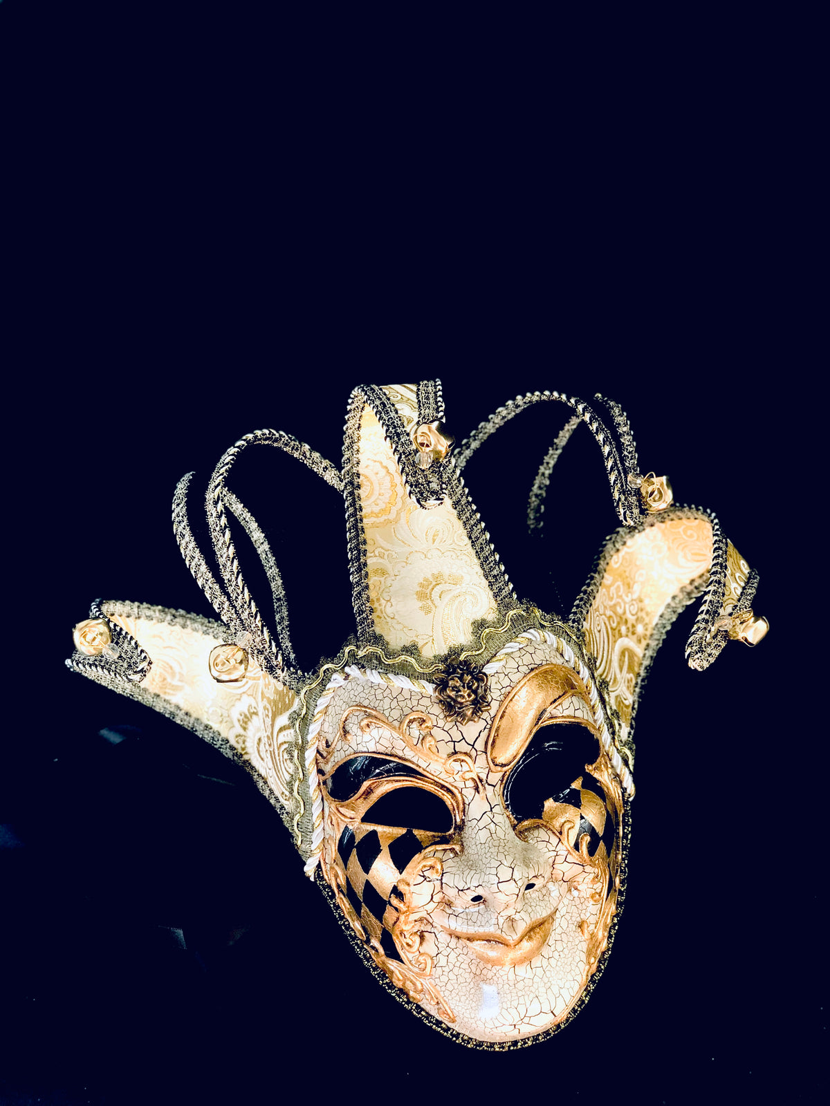 Máscara de Bufón Dorada y Negra para Hombre, foto 5 de 6
