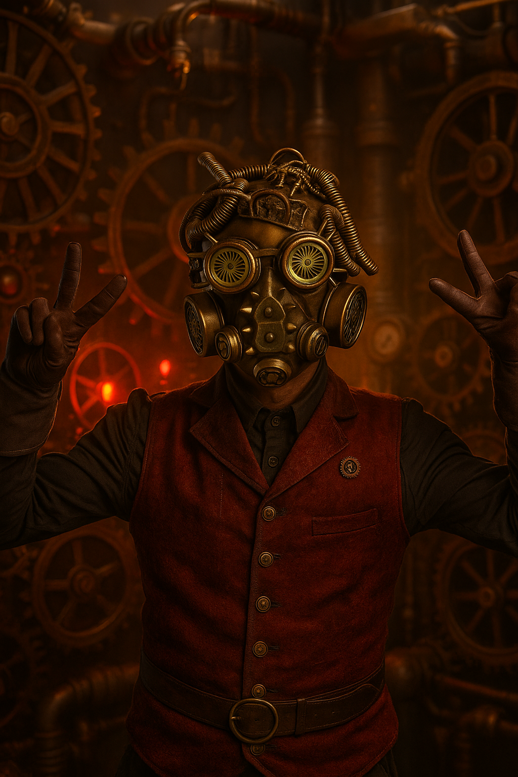 Máscara de Gas Steampunk Completa Dorada, foto 3 de 5
