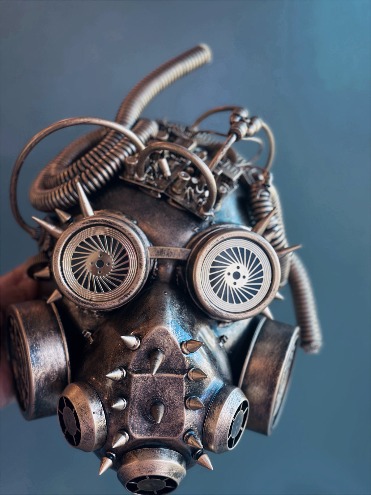 Máscara de Gas Steampunk Completa Dorada, foto 4 de 5