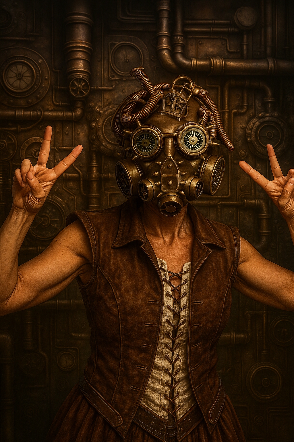 Máscara de Gas Steampunk Biohazard Plateada, foto 4 de 5