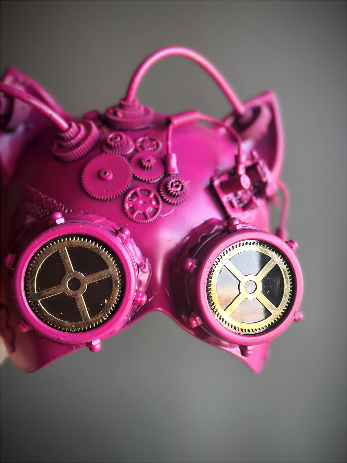 Máscara de Gato Steampunk Rosa, foto 2 de 6