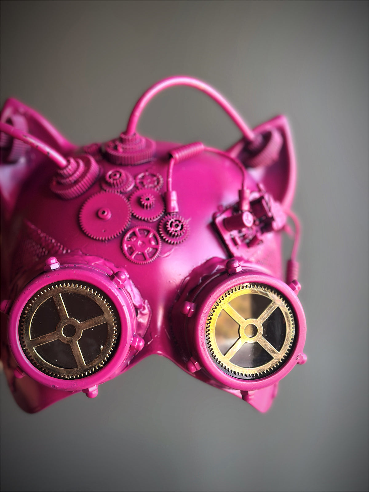 Máscara de Gato Steampunk Rosa, foto 3 de 6
