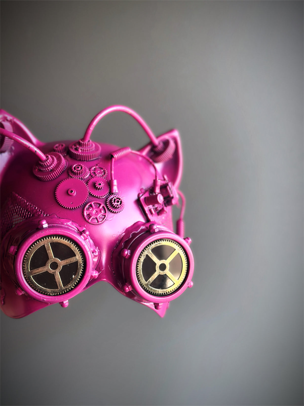 Máscara de Gato Steampunk Rosa, foto 4 de 6