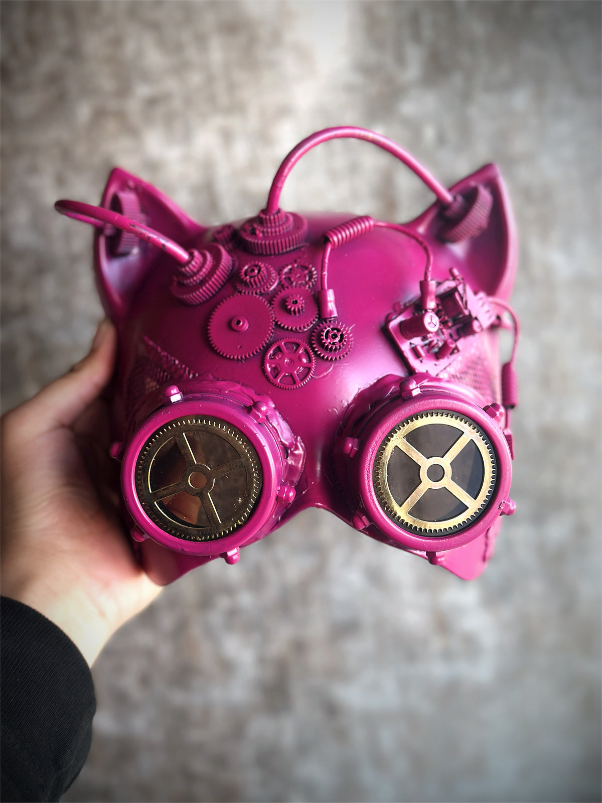 Máscara de Gato Steampunk Rosa, foto 5 de 6