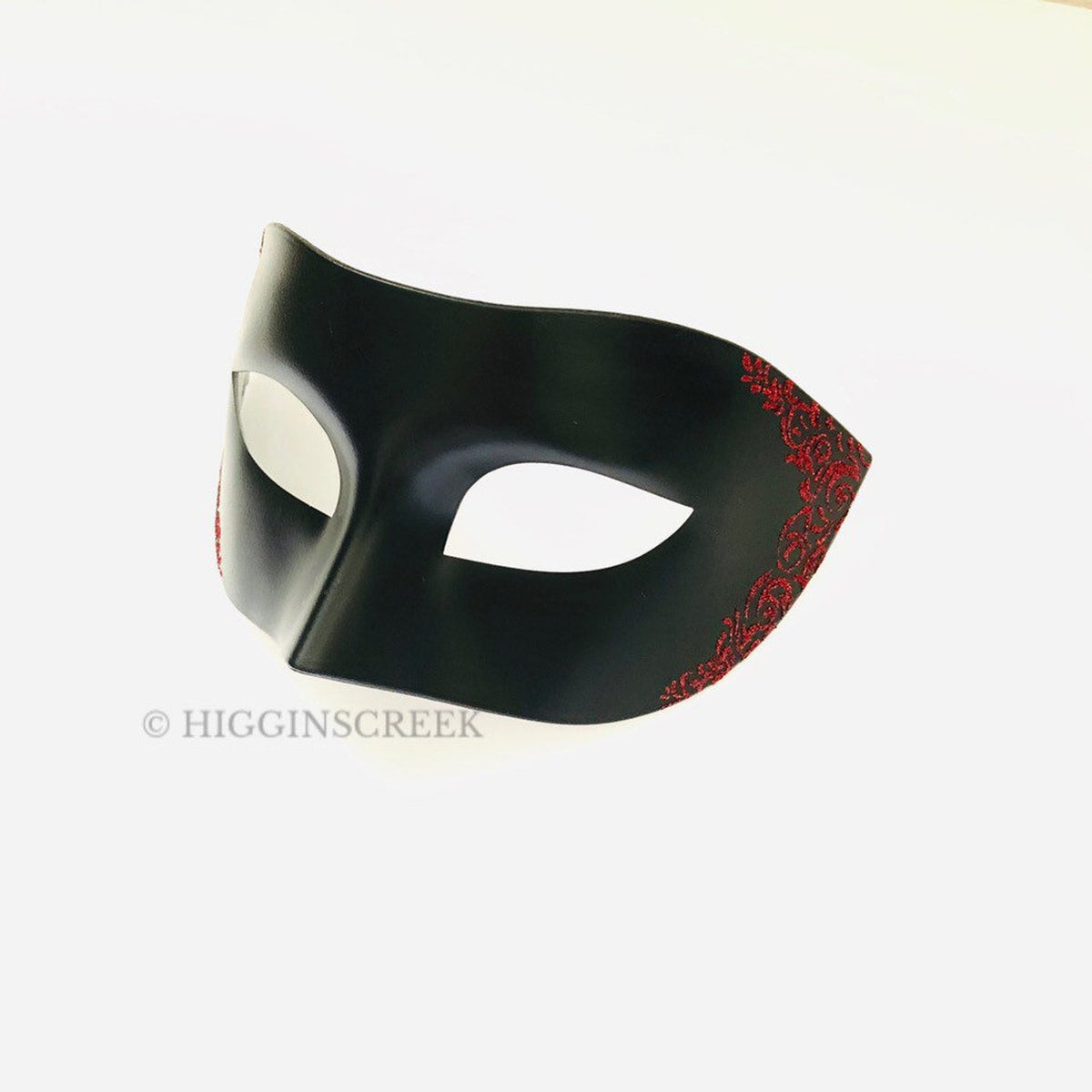 Máscara Veneciana Negra con Filigrana Roja, foto 1 de 6